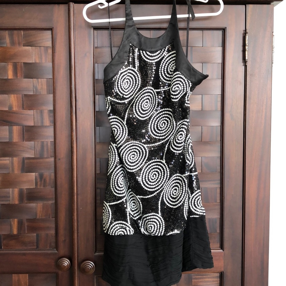 Black/white sequin dress